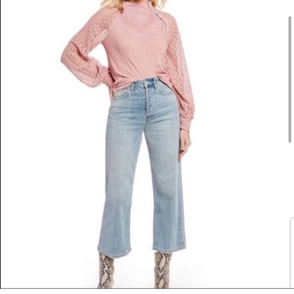 Free People shirt Sweetest Thing Thermal Blush pink XS embroidered - Picture 6 of 7